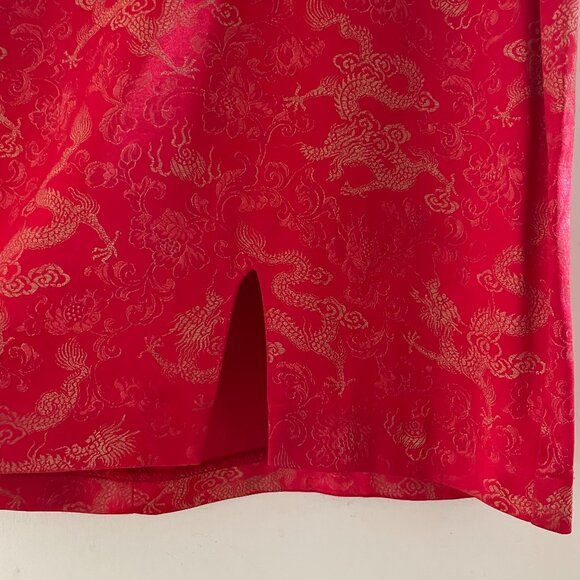 1990s Vintage Red Dragon Print Mini Dress - Picture 2 of 6